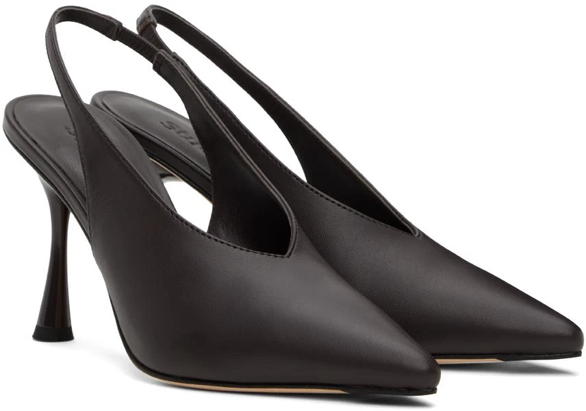 Studio Amelia Brown Razor Slingback Heels 4