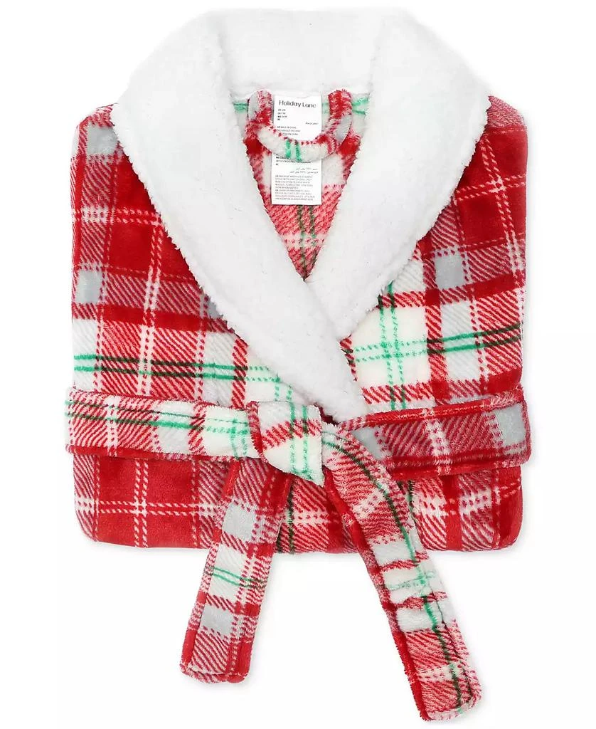 Holiday Lane Plush Printed Short Shawl-Collar Robe, Exclusively at Macy’s 3