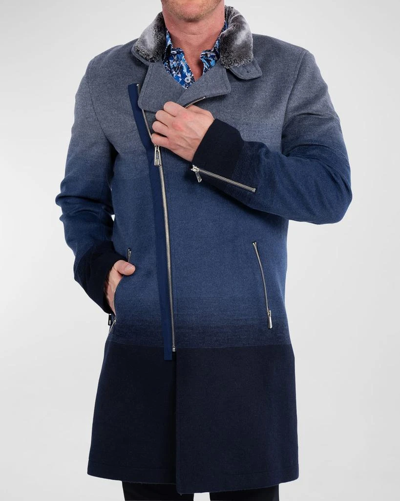 Maceoo Men's Wool & Faux Fur Zip Peacoat 2