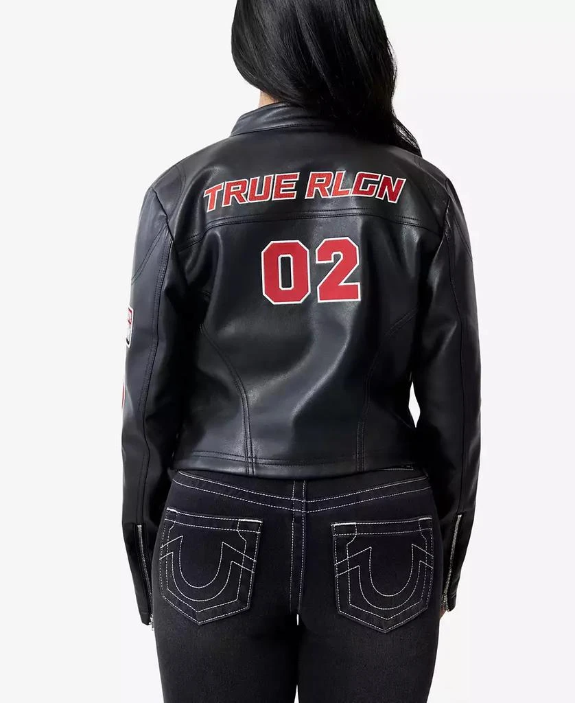 True Religion Women's Panel Faux Leather Moto Jacket 2