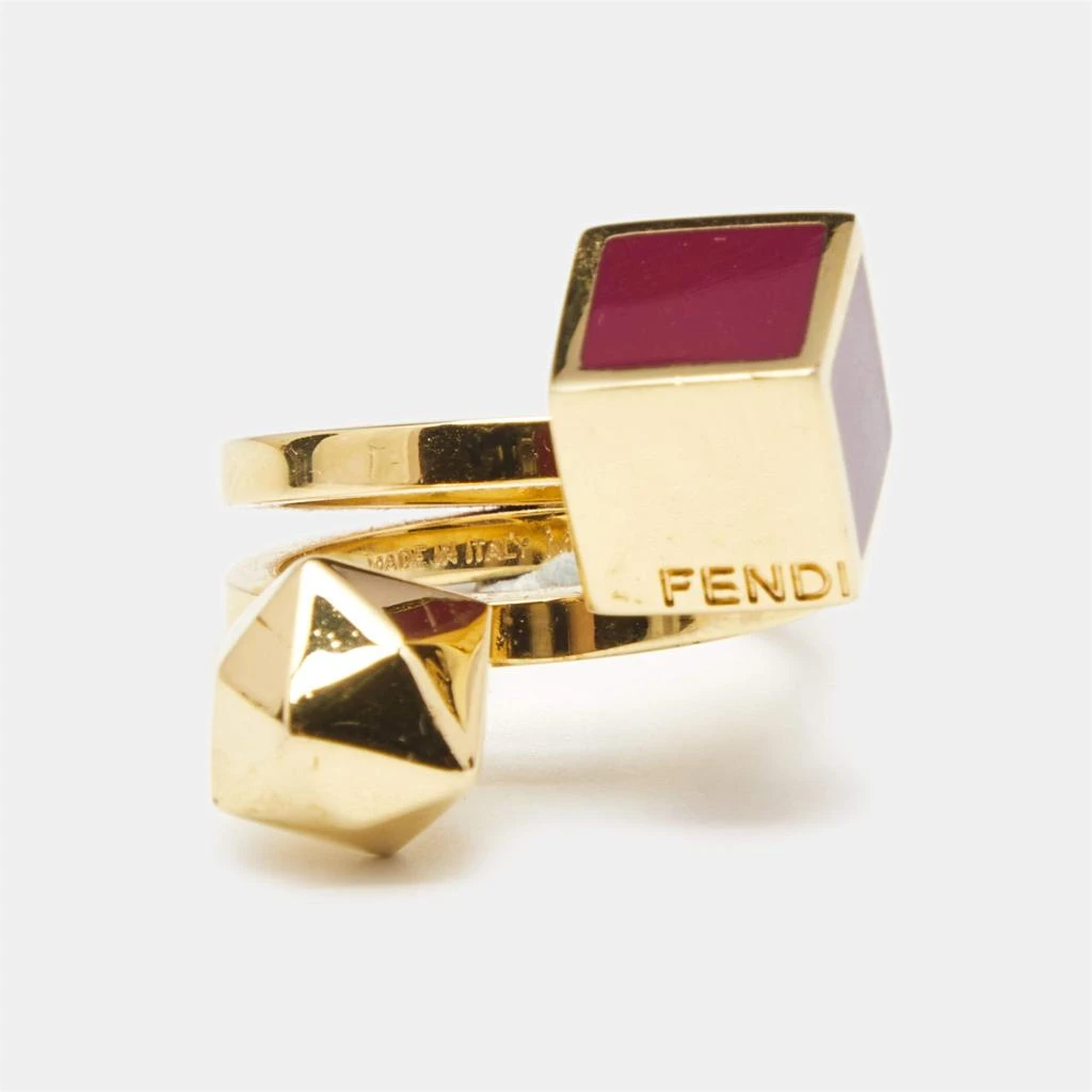 Fendi Fendi Bague Enamel Gold Tone Ring Size 55 3