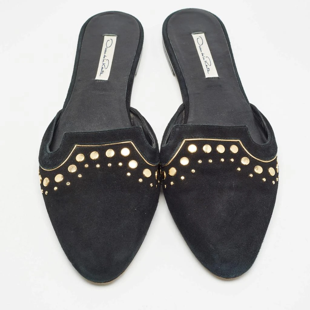 Oscar de la Renta Oscar de la Renta Black Suede Studded Flat Mules Size 41 3