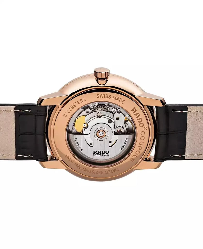 Rado Men's Swiss Automatic Coupole Classic Dark Brown Leather Strap Watch 41mm R22877025 5