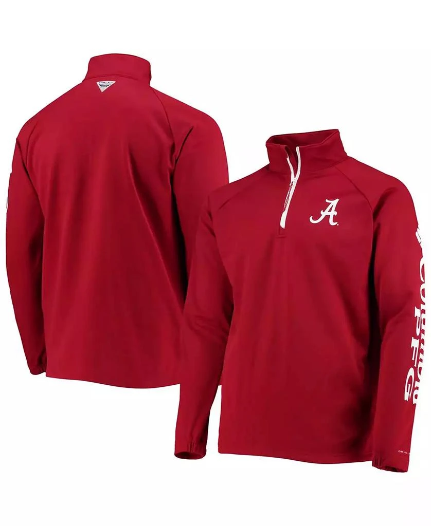Columbia Men's Crimson Alabama Crimson Tide Terminal Tackle Fleece Raglan Omni-Shade Quarter-Zip Jacket 1