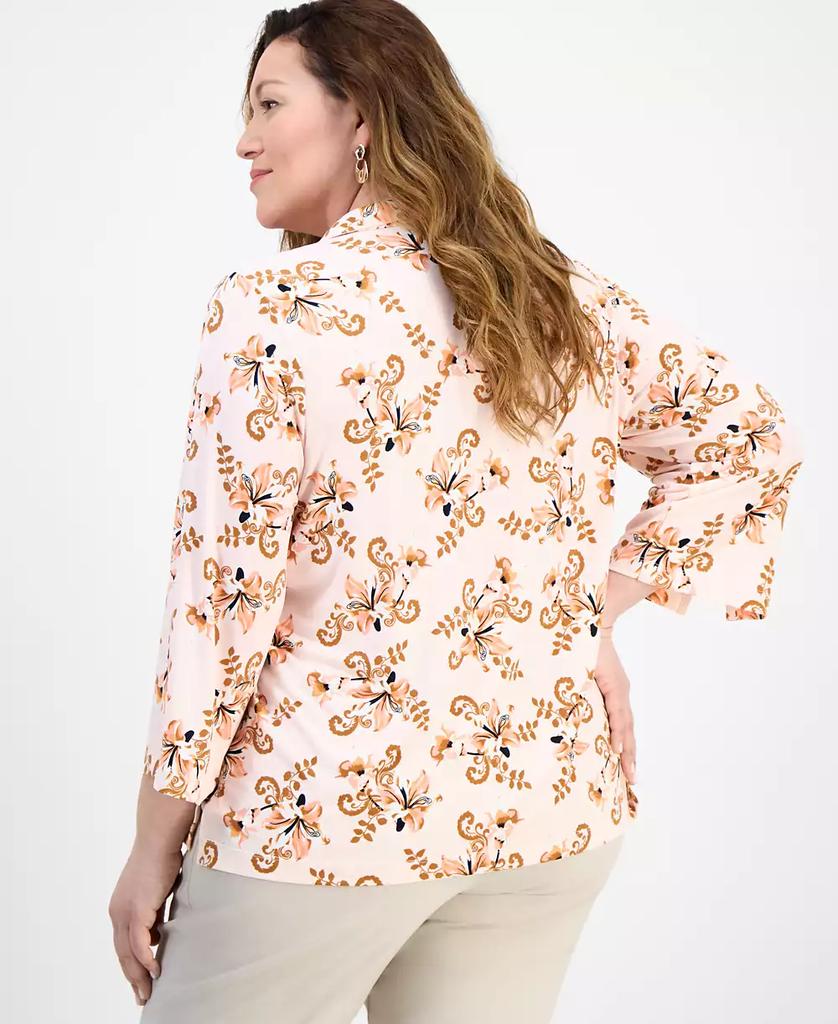 JM Collection Plus Size Printed 3/4-Sleeve Tunic, Exclusively at Macy's