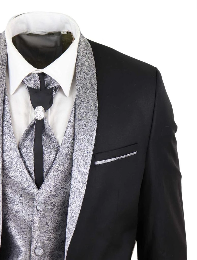 Oliver Tweed Men's 4 PieceBlack Tailored Wedding Suit 4
