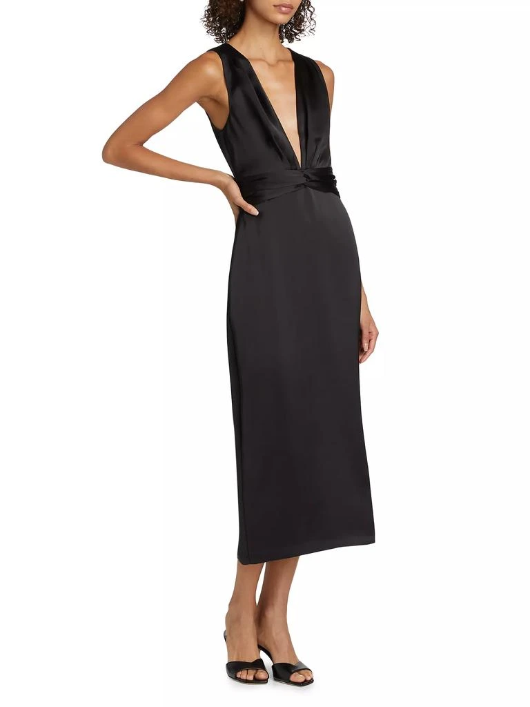 Ramy Brook Talon Satin Plunge Midi-Dress 3