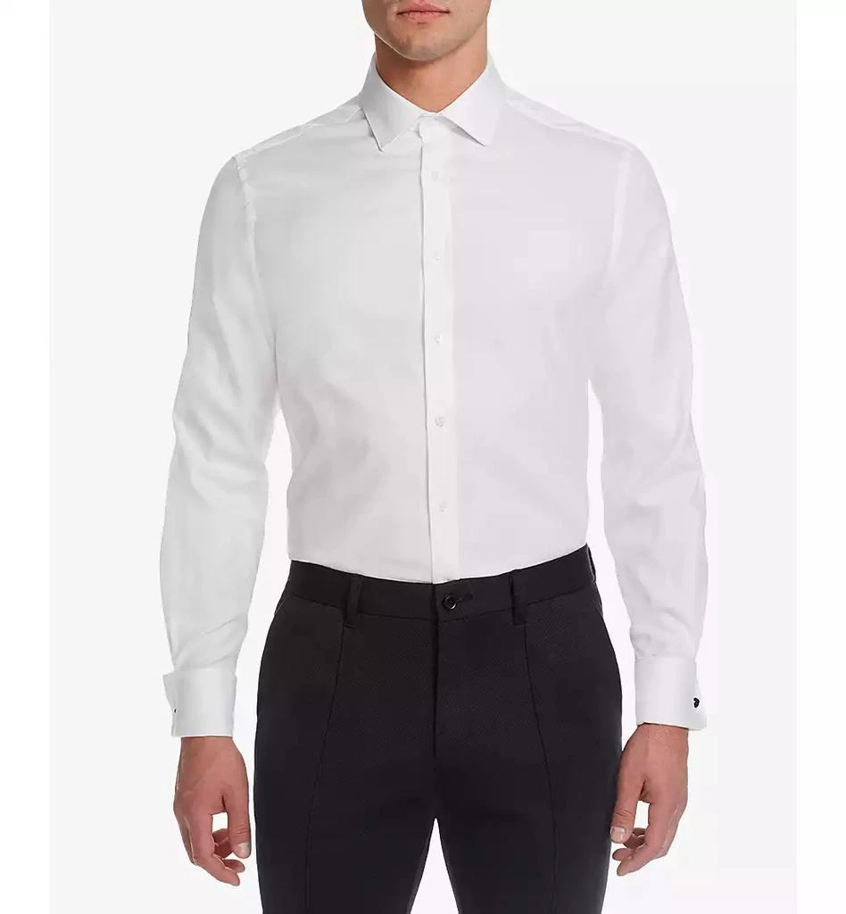 MICHELSONS OF LONDON Men's Slim-Fit Solid French Cuff Tuxedo Shirt 4