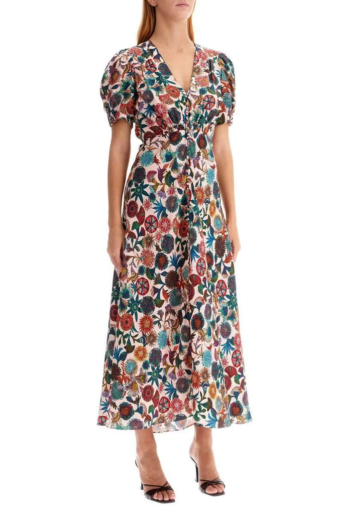 Saloni 'lea' long dress in printed silk 2