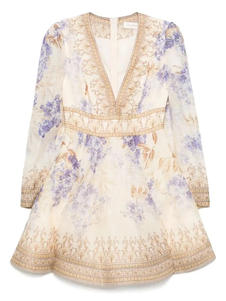 green emerald velvet dress Zimmermann Hypnotic Lace Trim Mini Dress | Cream Cascade main image 1