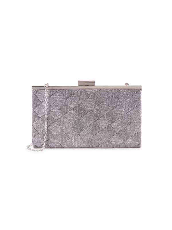 La Regale Glitter Basketweave Clutch