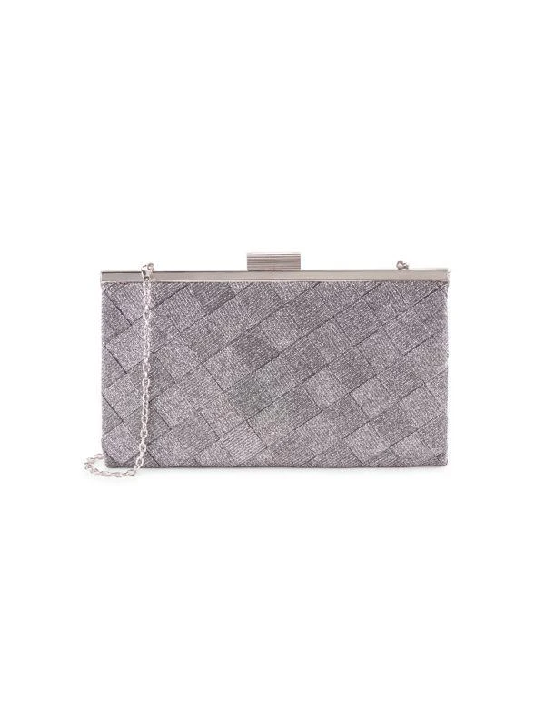 La Regale Glitter Basketweave Clutch 1