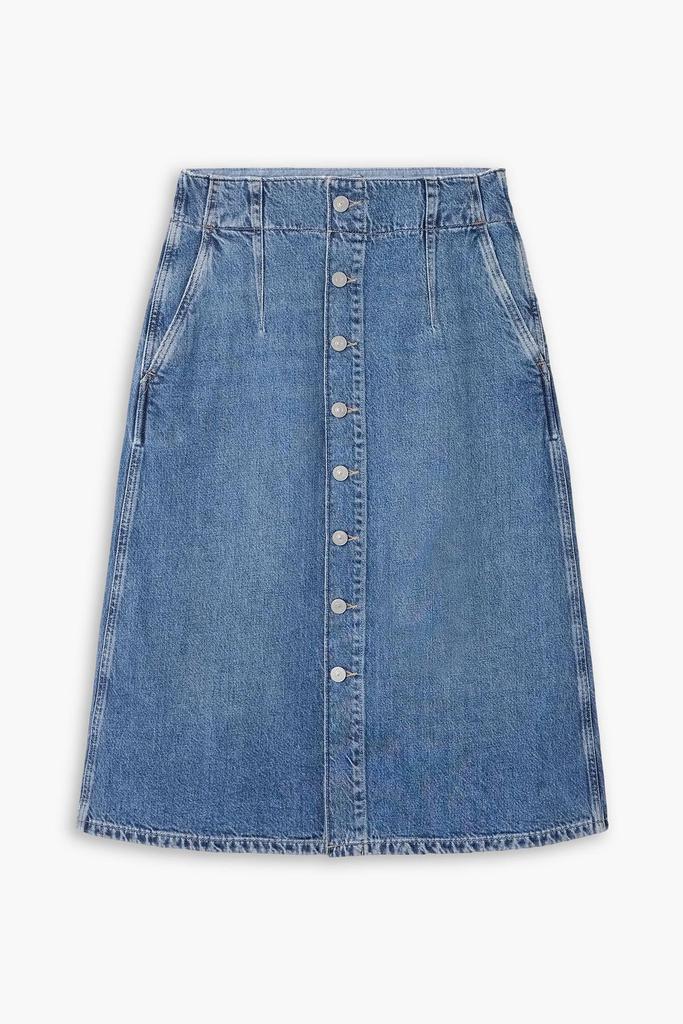 AURALEE Blue & White Airy Smooth Cashmere Maxi Skirt - Dresses