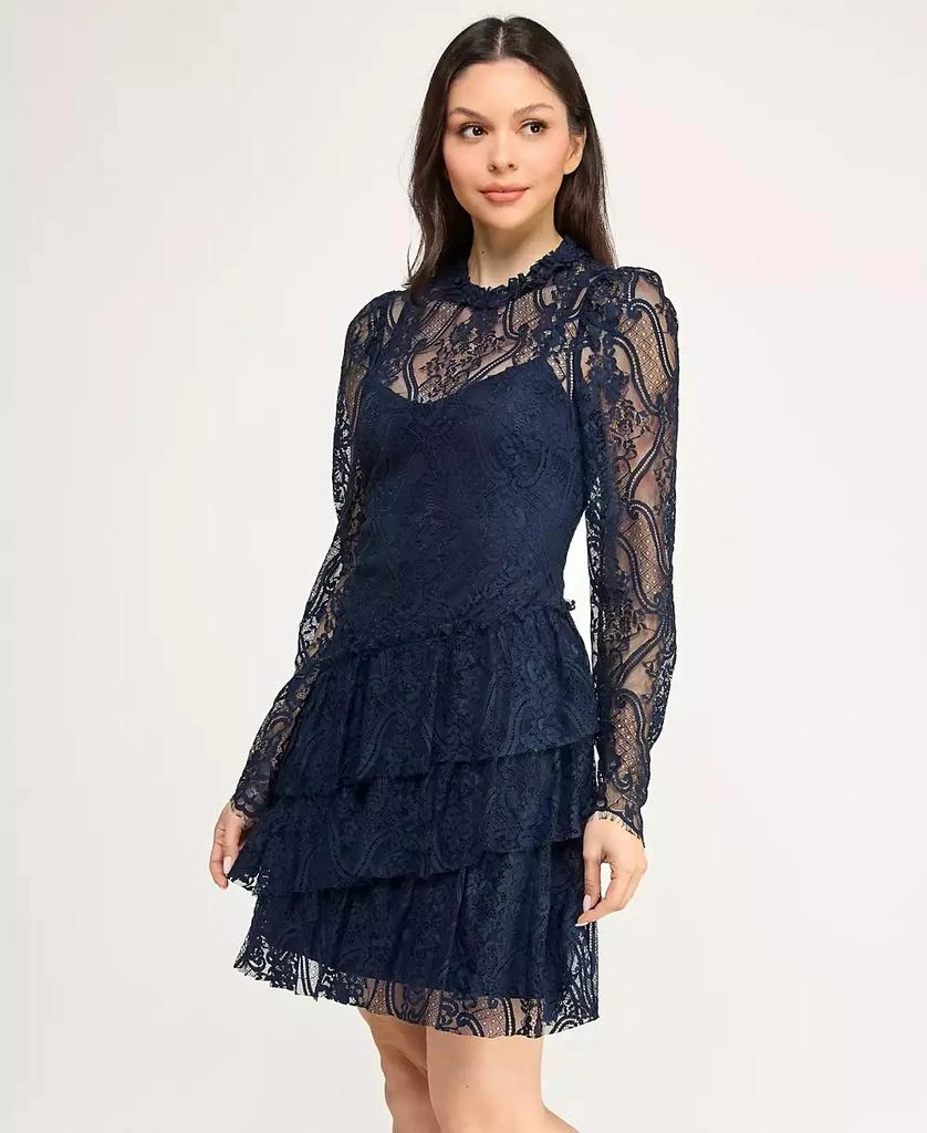ROW A Women's Long-Sleeves 3 Tier Dress - Navy - Size M ROW A Women's Long-Sleeves 3 Tier Dress - Navy - Size M