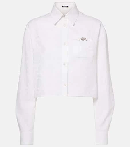 Versace Barocco jacquard cropped cotton shirt 1