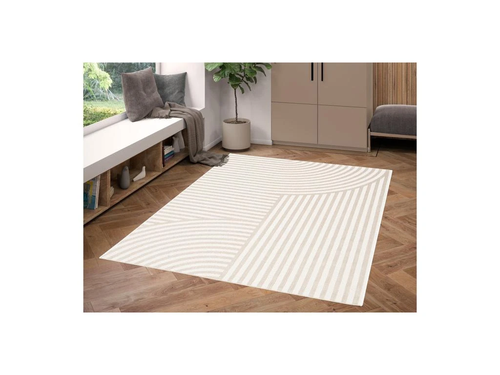 Bobochic Tapis Poils Ras - Annie - Motif Abstrait - Beige 2