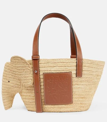 Loewe Elephant Small raffia basket bag 1