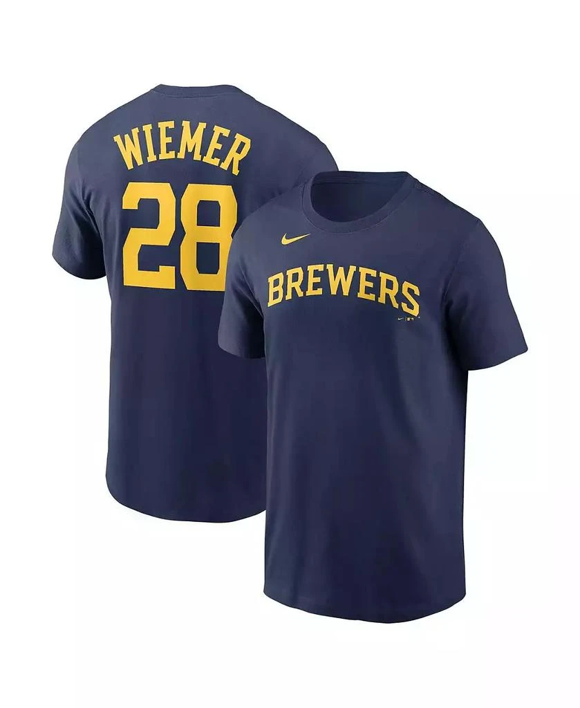 NIKE Men's Joey Wiemer Navy Milwaukee Brewers Name and Number T-shirt 1