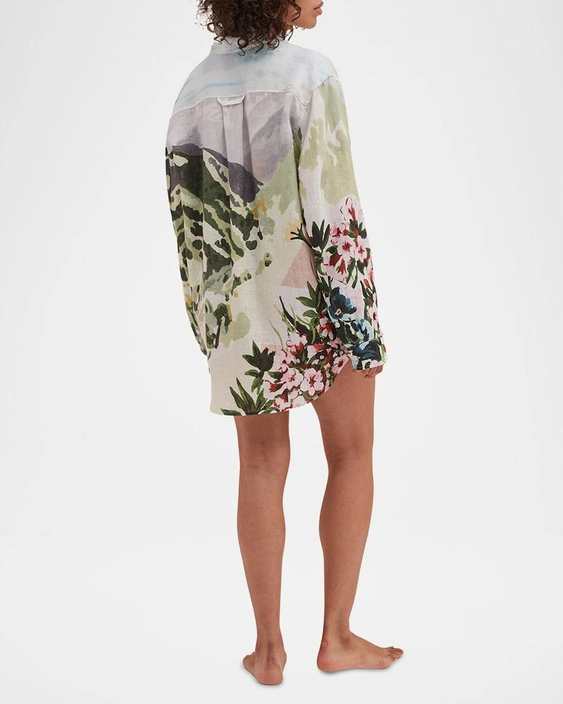 Desmond & Dempsey Unisex Landscape-Print Linen Lounge Shirt 3