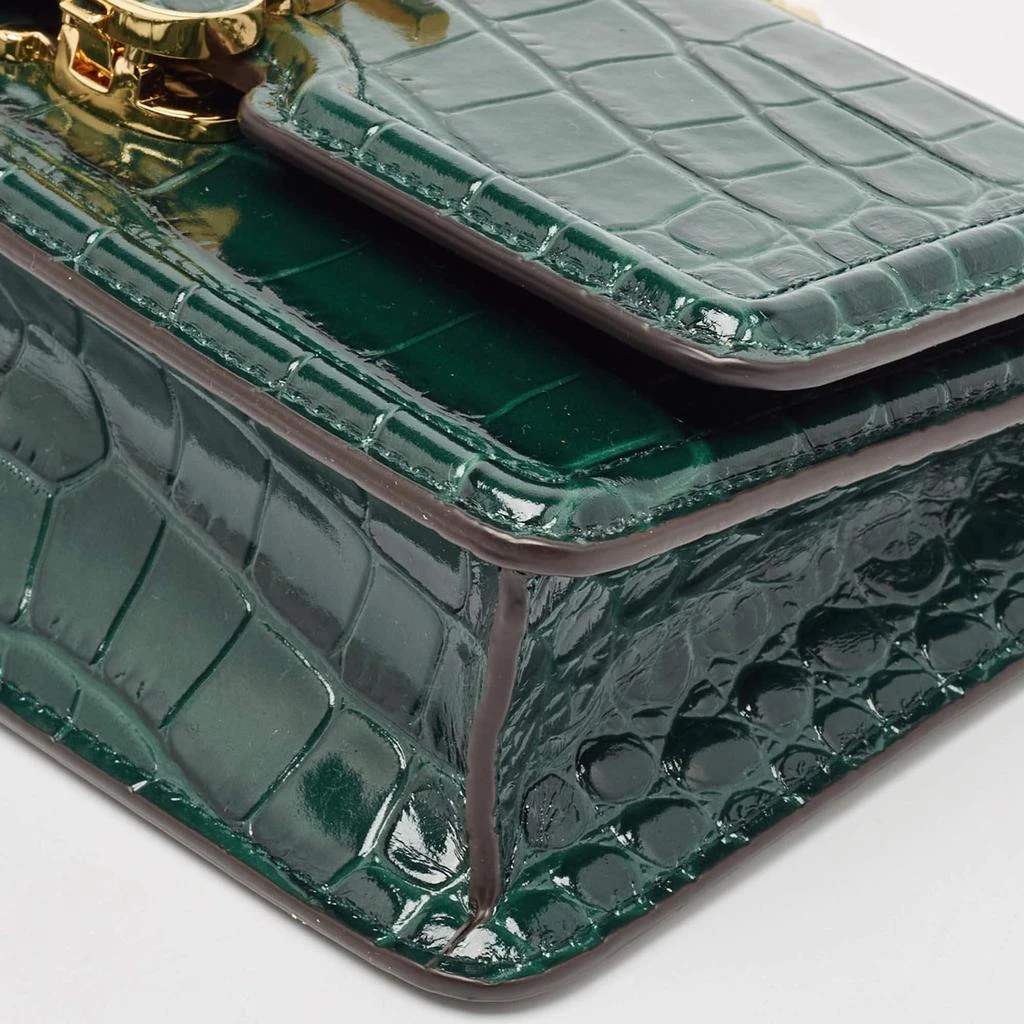 Burberry Burberry Green Croc Embossed Patent Leather TB Elongated Chain Bag 10