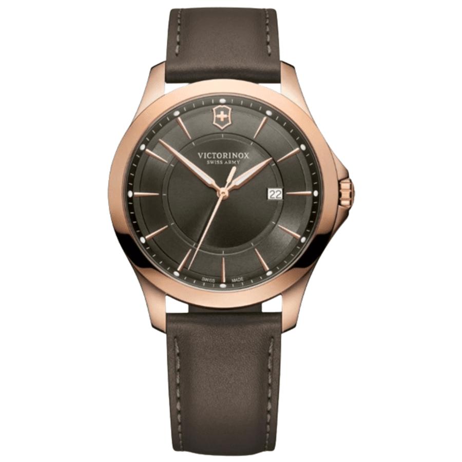 Swiss Army Alliance Quartz Grey Dial Leather Strap Men's Watch 241908