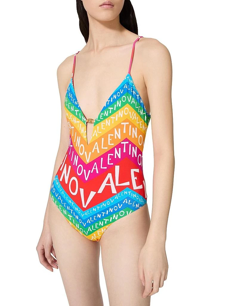 Valentino Chevron Lycra 24 One-Piece Swimsuit 5