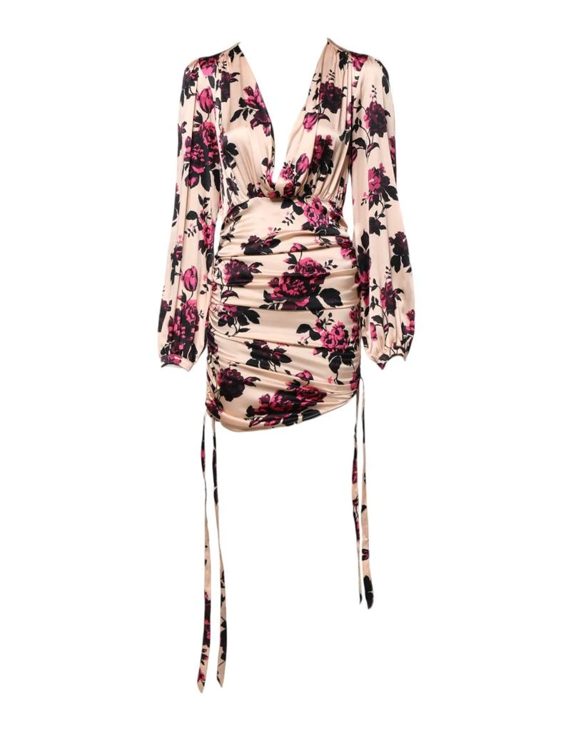 LANEUS Floral Silk Long Sleeves V-neck Ruched Mini Women
s Dress (Pre-Owned)