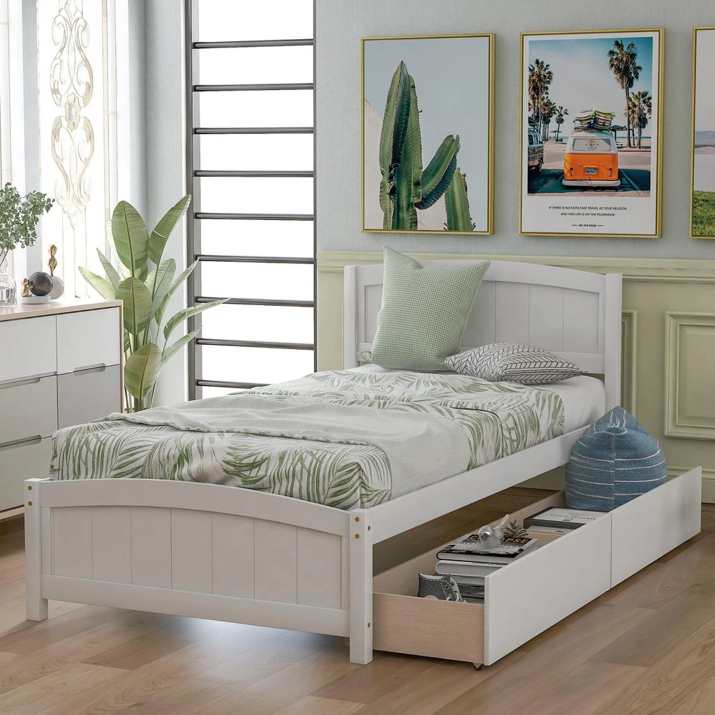 Streamdale Furniture Streamdale Twin Size Platform Bed With Two Drawers