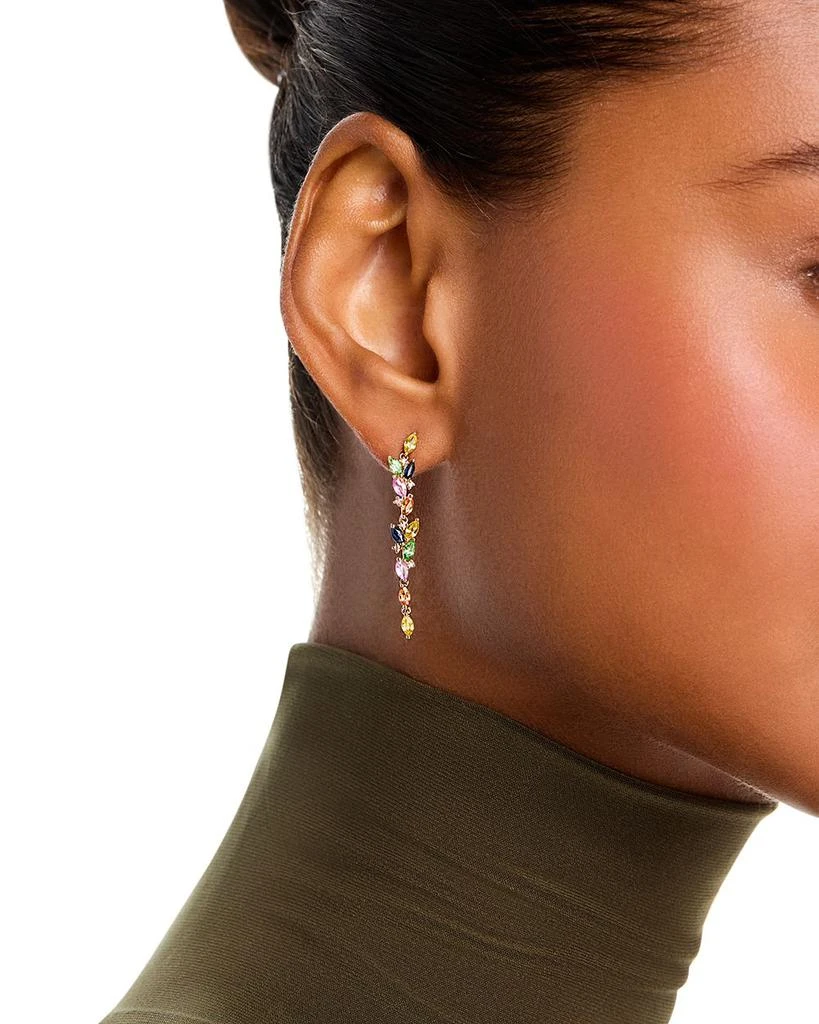 Bloomingdale
s Fine Collection Rainbow Sapphire, Tsavorite 
Diamond Linear Drop Earrings in 14K Yellow Gold 2