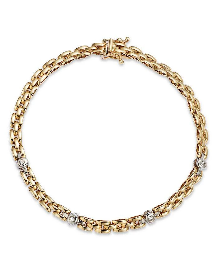 Alberto Amati 14k White & Yellow Gold Diamond Panther Link Bracelet 1