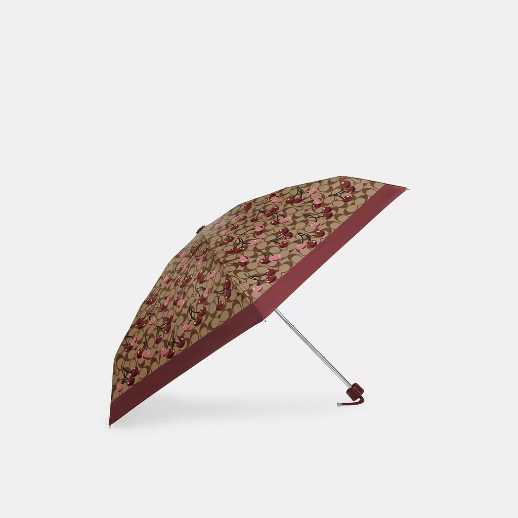 Coach Uv Protection Mini Umbrella In Signature Cherry Print