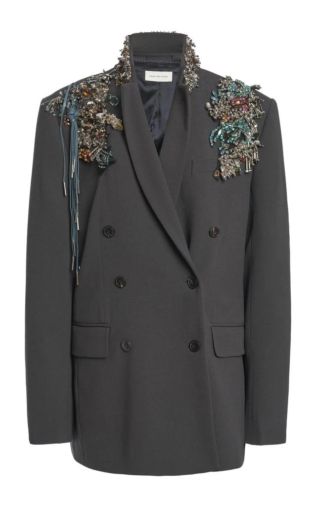 Dries Van Noten Dries Van Noten Bafya Embellished Wool Double-Breasted Jacket - Moda Operandi 1
