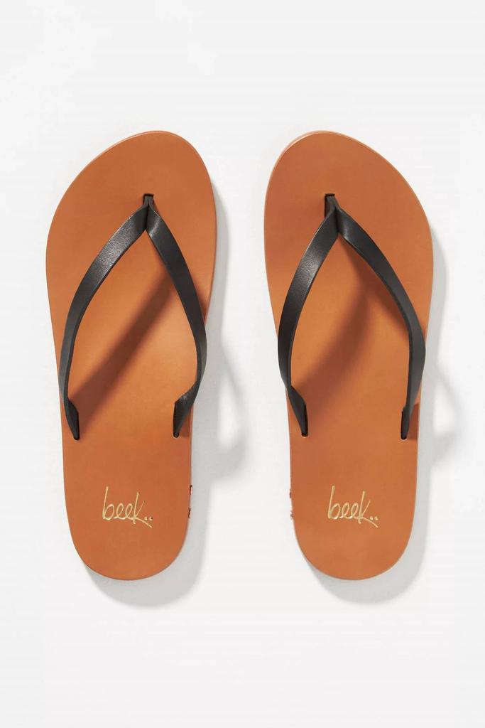 beek Women's Seabird Thong Sandal In Black/tan