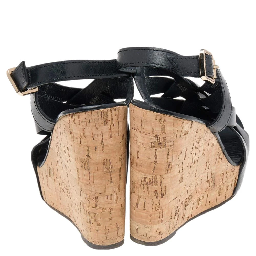 Tory Burch Tory Burch Black Leather Cork Wedge Strappy Platform Sandals Size 38 5