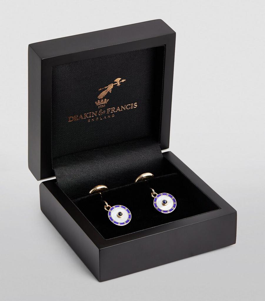 Deakin & Francis Yellow Gold and Sapphire Chain-Link Cufflinks