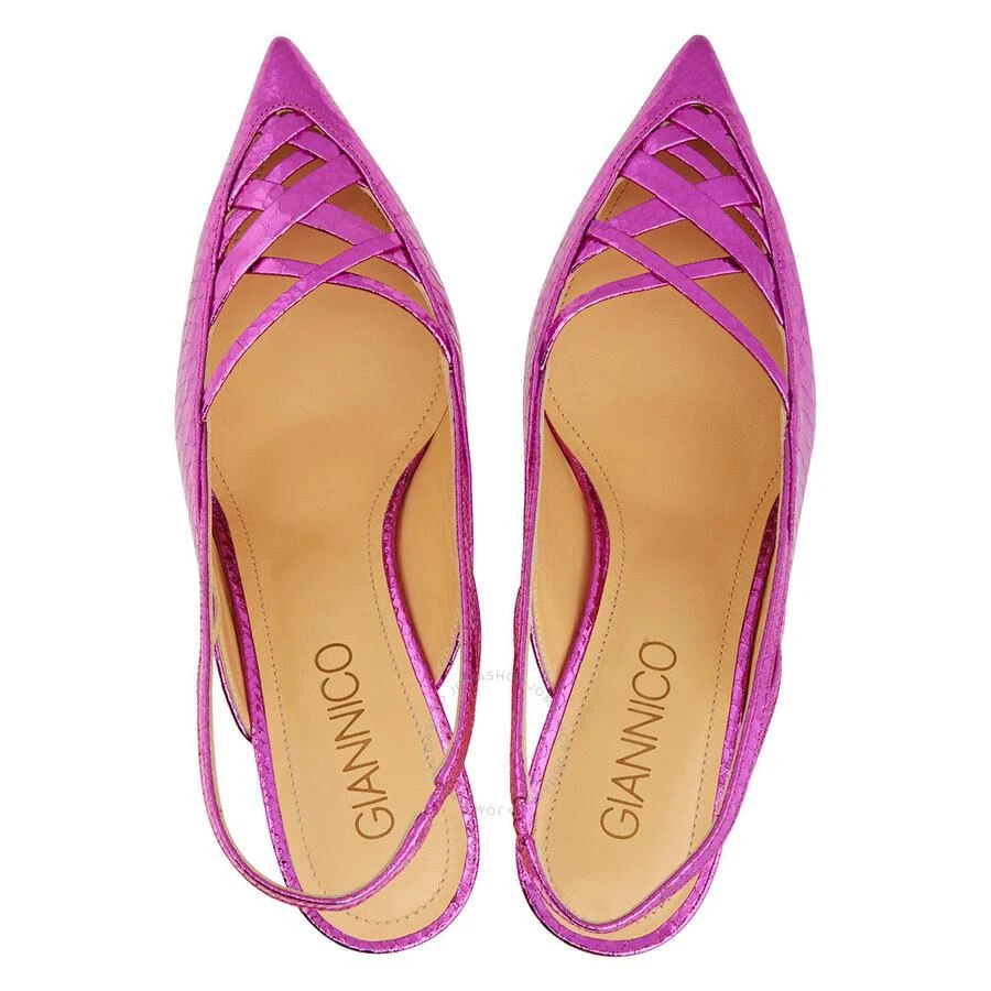 GIANNICO Fuchsia Amelia 60 Python Slingback Pumps 3