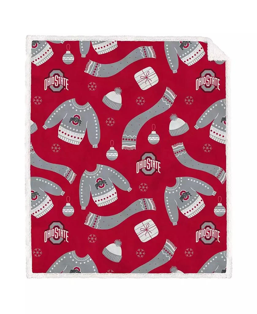 Pegasus Home Fashions Ohio State Buckeyes 60" x 70" Ugly Sweater Flannel Fleece Sherpa Blanket