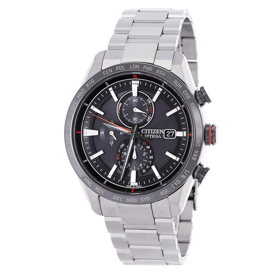 Citizen Attesa Perpetual Chronograph Eco-Drive Black Dial Men's Watch AT8189-61E 1