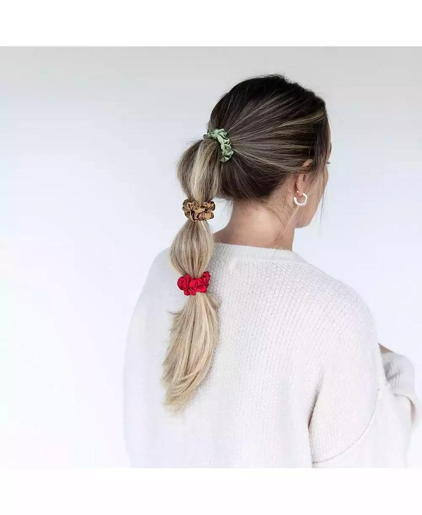 Headbands of Hope Women
s Satin Scrunchie Set - Olive, Burgundy, Gold 4