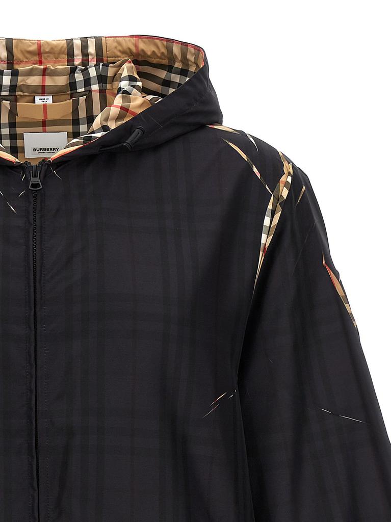 Shop Burberry Sliced Check Hooded Jacket on Sale at