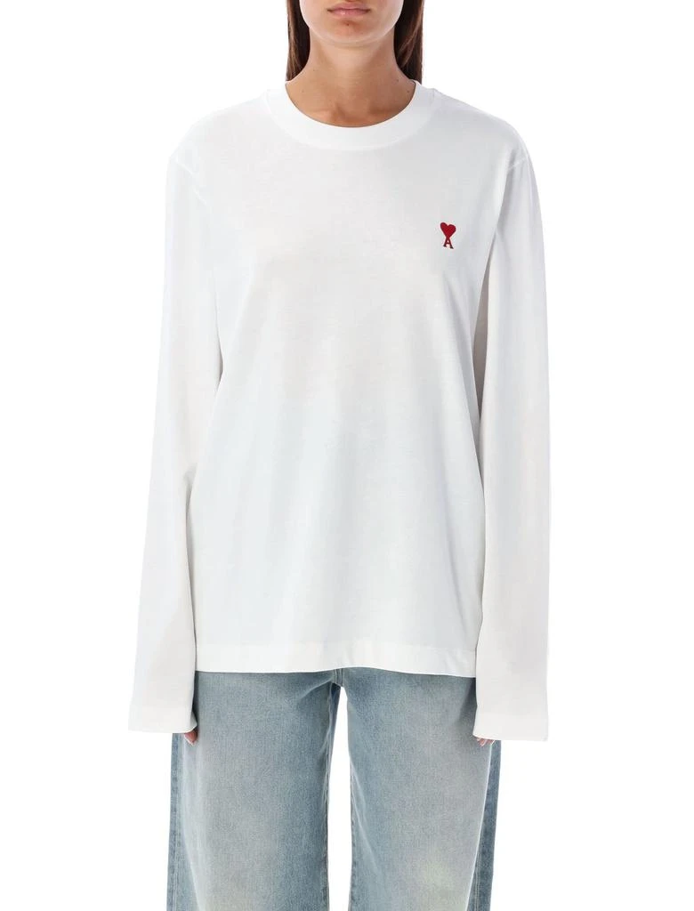 AMI AMI Paris Ami de Coeur Logo Embroidered Long-Sleeved T-Shirt 1