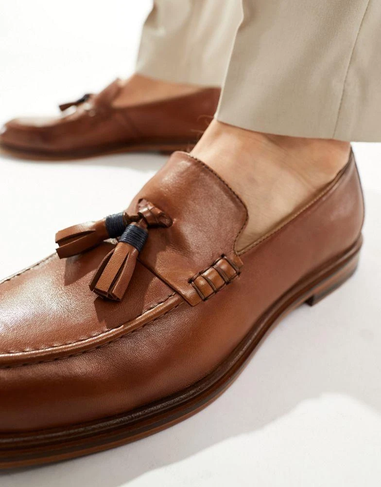 WALK LONDON Walk London Putney Tassel Loafers In Tan Leather 4