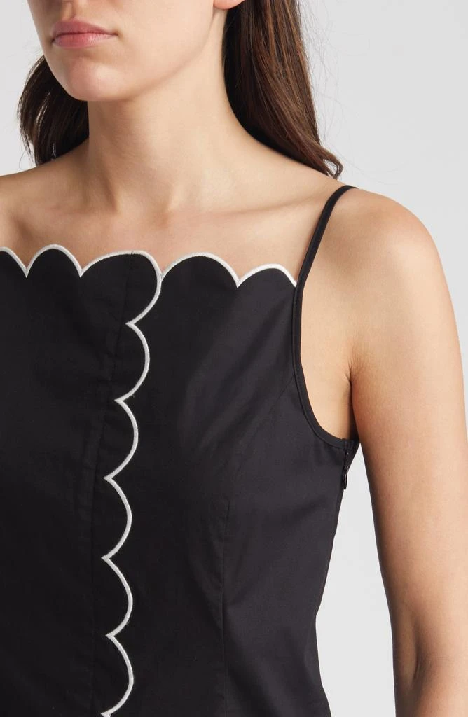 Charles Henry Scallop Detail Stretch Cotton Minidress 4
