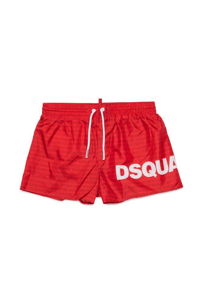 DSQUARED2 Dsquared2 Kids Logo Printed Drawstring Swim Shorts
