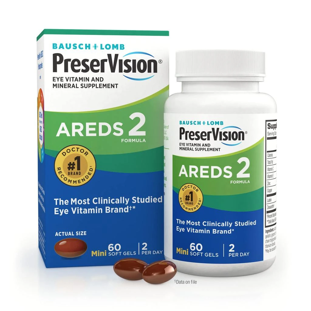PreserVision PreserVision AREDS 2 Eye Vitamin & Mineral Supplement, Contains Lutein, Vitamin C, Zeaxanthin, Zinc & Vitamin E, 60 Minigels (Packaging May Vary) 1
