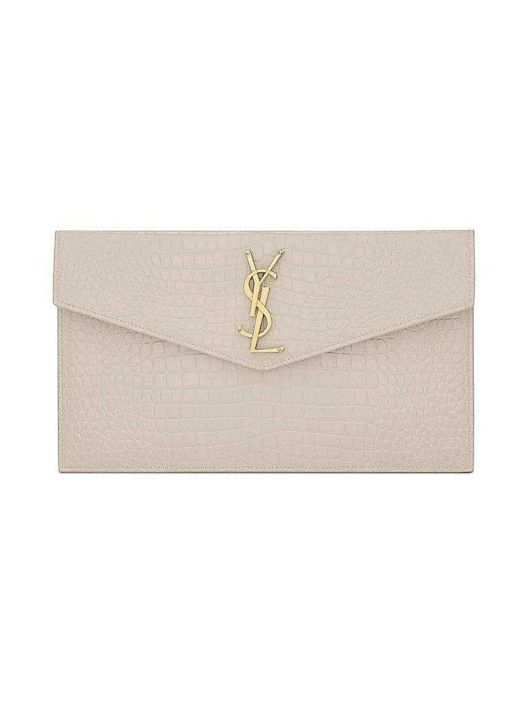 Yves Saint Laurent Uptown Pouch in Crocodile-Embossed Shiny Leather 1