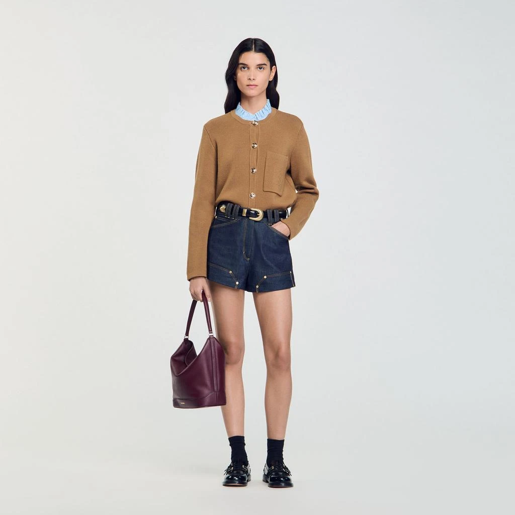Sandro Knit Cardigan With Detachable Collar 1