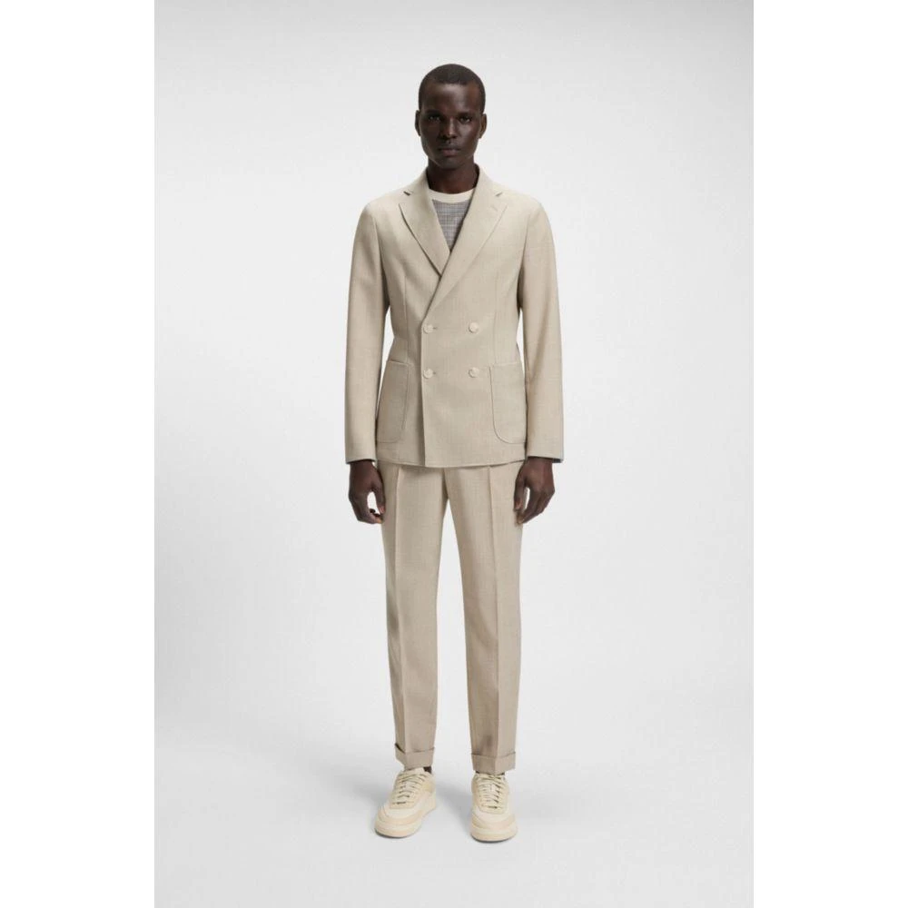 Shop Regular-fit pants in micro-patterned wool on Sale at