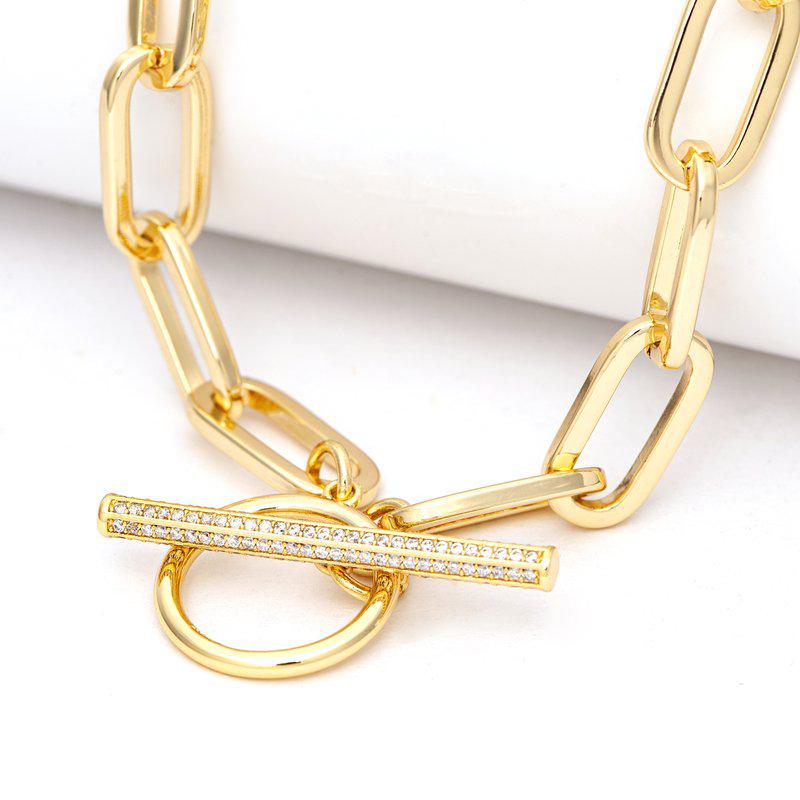 Rivka Friedman Paper Clip Chain + Cubic Zirconia Toggle Necklace