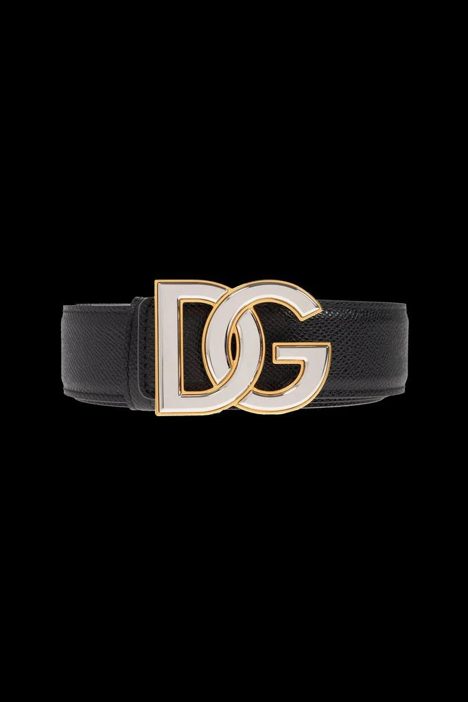 Shop Dolce & Gabbana DG Logo Plaque Buckle Belt on Sale at  display picture 1